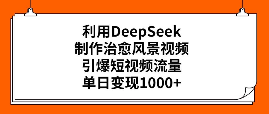 利用DeepSeek制作治愈风景视频，引爆短视频流量，单日变现1000+汇创网-网创项目_汇创网_中创网_福缘网_冒泡网_资源整合平台汇创网