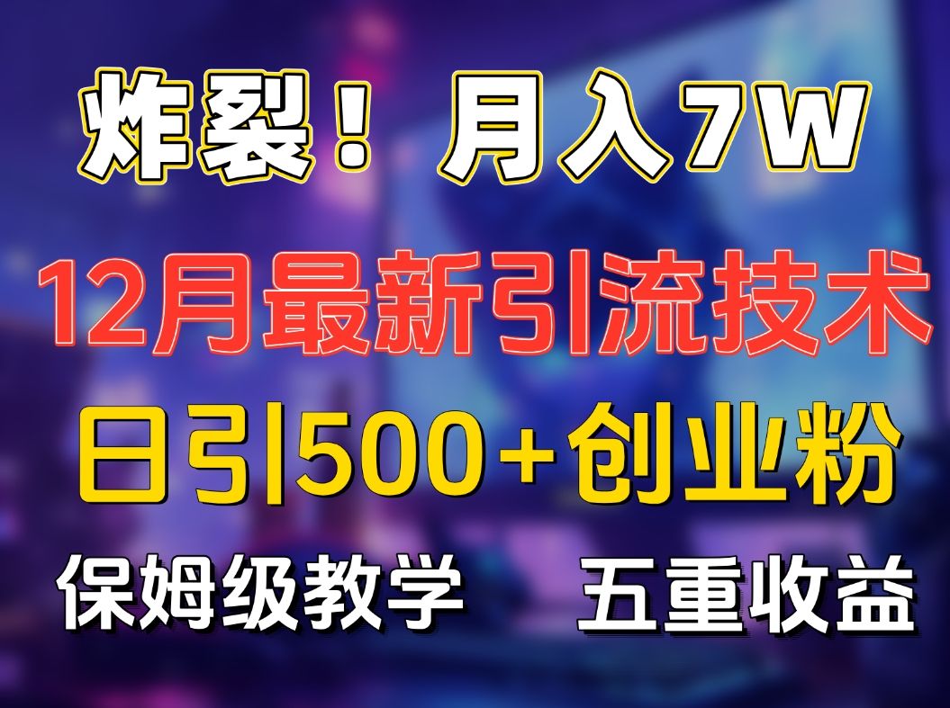 炸裂！月入7W+揭秘12月最新日引流500+精准创业粉，多重收益保姆级教学汇创网-网创项目_汇创网_中创网_福缘网_冒泡网_资源整合平台汇创网