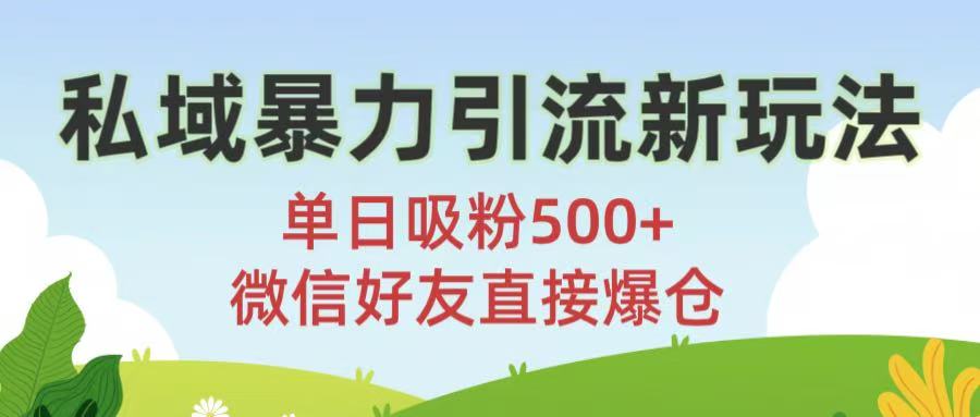 私域暴力引流新玩法!单日吸粉500+，微信好友直接爆仓汇创网-网创项目_汇创网_中创网_福缘网_冒泡网_资源整合平台汇创网