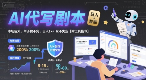 AI代写剧本，市场巨大，单子做不完，日入1k+ 永不失业【附工具指令】汇创网-网创项目_汇创网_中创网_福缘网_冒泡网_网创项目平台汇创网