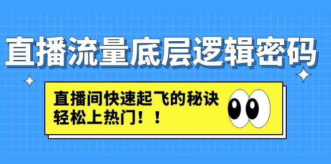直播流量底层逻辑密码：直播间快速起飞的秘诀，轻松上热门网创项目_汇创网_中创网_福缘网_冒泡网_资源整合平台汇创网