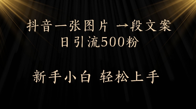 抖音一张图片，一段文案日引流500粉，新手小白 轻松上手汇创网-网创项目_汇创网_中创网_福缘网_冒泡网_资源整合平台汇创网