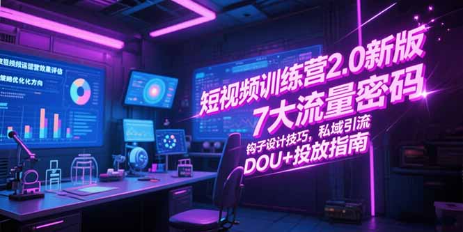 （15255期）短视频训练营2.0新版，7大流量密码/钩子设计技巧/私域引流/DOU+投放指南汇创网-网创项目_汇创网_中创网_福缘网_冒泡网_资源整合平台汇创网