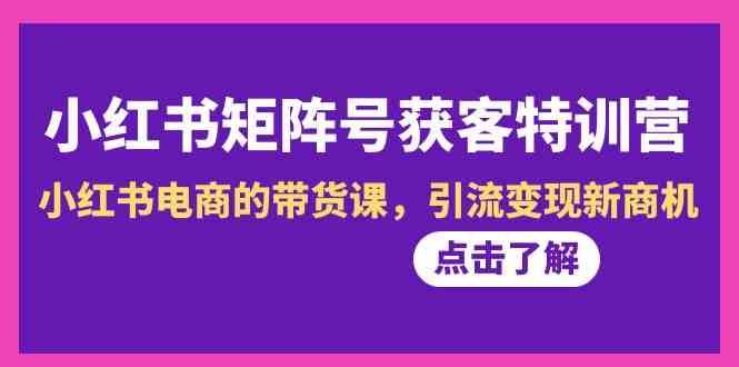 小红书矩阵号获客特训营-第10期，小红书电商的带货课，引流变现新商机汇创网-网创项目_汇创网_中创网_福缘网_冒泡网_资源整合平台汇创网