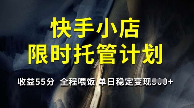 快手小店限时托管计划，收益55分，全程喂饭，单日稳定变现5张【揭秘】汇创网-网创项目_汇创网_中创网_福缘网_冒泡网_资源整合平台汇创网