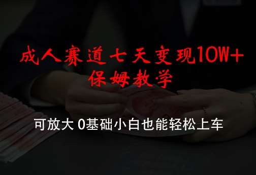 成人赛道七天变现10W+保姆教学，可放大，0基础小白也能轻松上车【揭秘】汇创网-网创项目_汇创网_中创网_福缘网_冒泡网_资源整合平台汇创网