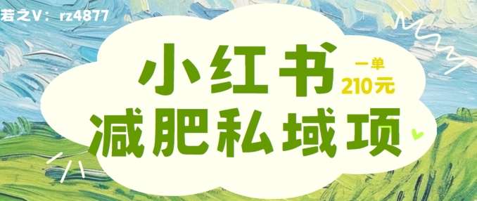 小红书减肥粉，私域变现项目，一单就达210元，小白也能轻松上手【揭秘】汇创网-网创项目_汇创网_中创网_福缘网_冒泡网_资源整合平台汇创网