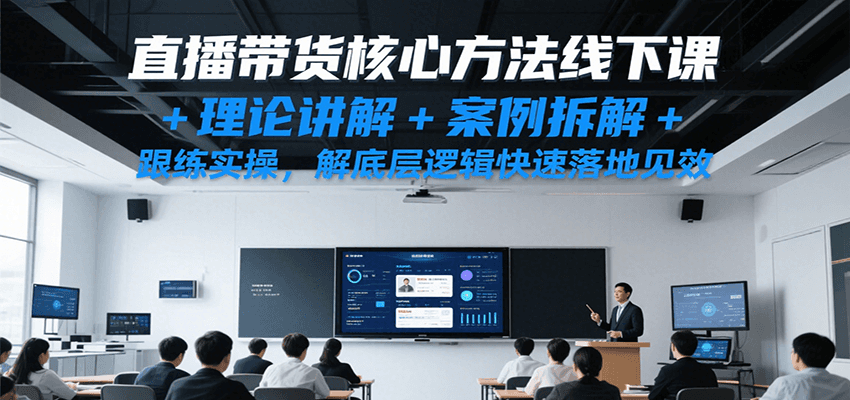 直播带货核心方法线下课，理论讲解+案例拆解+跟练实操，解底层逻辑快速落地见效汇创网-网创项目_汇创网_中创网_福缘网_冒泡网_资源整合平台汇创网
