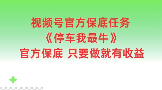 视频号官方保底任务，停车我最牛，官方保底只要做就有收益【揭秘】汇创网-网创项目_汇创网_中创网_福缘网_冒泡网_资源整合平台汇创网