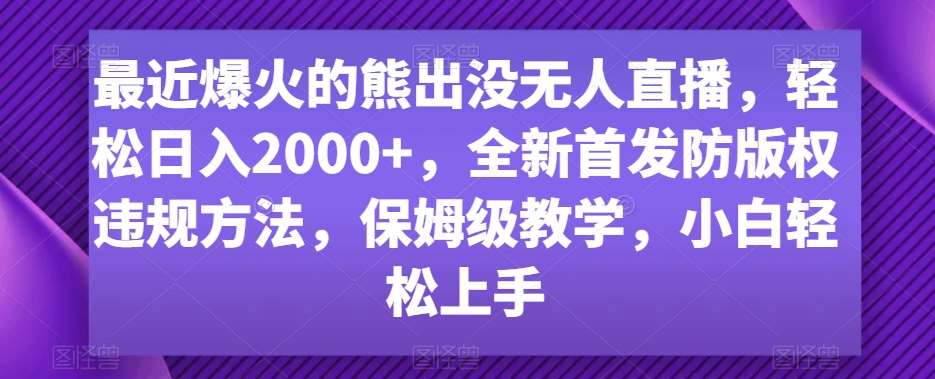 最近爆火的熊出没无人直播，轻松日入2000+，全新首发防版权违规方法【揭秘】汇创网-网创项目_汇创网_中创网_福缘网_冒泡网_资源整合平台汇创网
