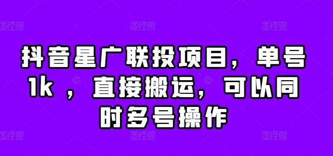 抖音星广联投项目，单号1k ，直接搬运，可以同时多号操作【揭秘】汇创网-网创项目_汇创网_中创网_福缘网_冒泡网_资源整合平台汇创网