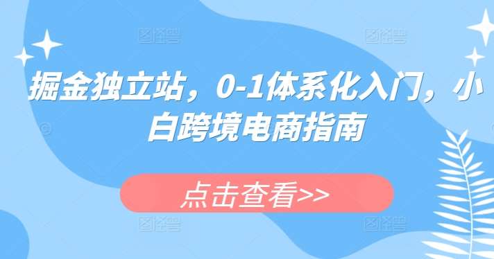 掘金独立站，0-1体系化入门，小白跨境电商指南汇创网-网创项目_汇创网_中创网_福缘网_冒泡网_网创项目平台汇创网