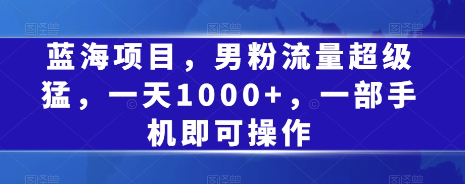 蓝海项目，男粉流量超级猛，一天1000+，一部手机即可操作【揭秘】汇创网-网创项目_汇创网_中创网_福缘网_冒泡网_网创项目平台汇创网