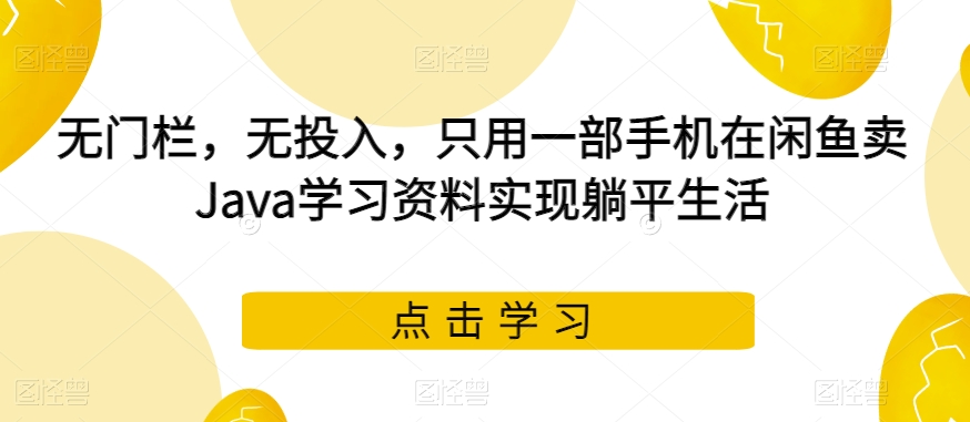 无门栏，无投入，只用一部手机在闲鱼卖Java学习资料实现躺平生活【揭秘】汇创网-网创项目_汇创网_中创网_福缘网_冒泡网_资源整合平台汇创网