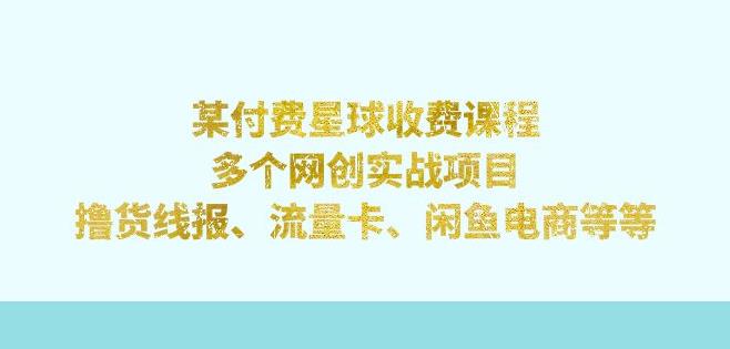 某付费星球课程：多个网创实战项目，撸货线报、流量卡、闲鱼电商等（文档非视频）汇创网-网创项目_汇创网_中创网_福缘网_冒泡网_网创项目平台汇创网