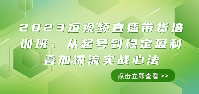 2023短视频直播带货培训班：从起号到稳定盈利叠加爆流实战心法（11节课）汇创网-网创项目_汇创网_中创网_福缘网_冒泡网_资源整合平台汇创网