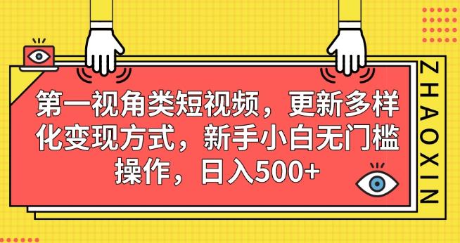 第一视角类短视频，更新多样化变现方式，新手小白无门槛操作，日入500+【揭秘】网创项目_汇创网_中创网_福缘网_冒泡网_资源整合平台汇创网