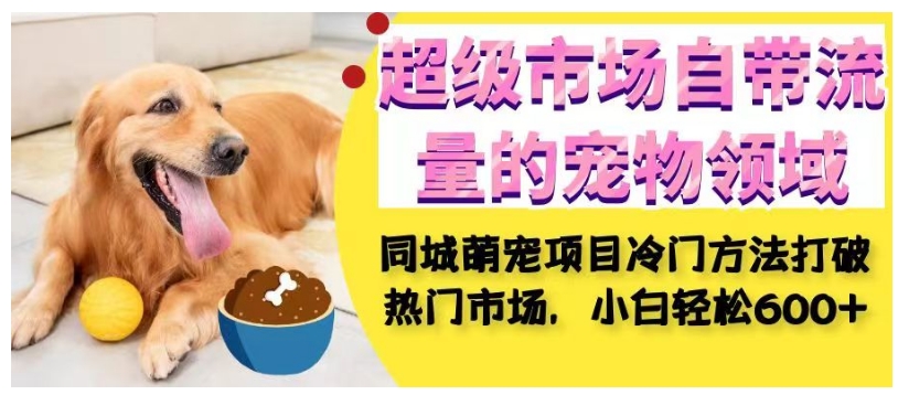 超级市场自带流量的宠物领域，同城萌宠项目冷门方法打破热门市场，小白轻松600+汇创网-网创项目_汇创网_中创网_福缘网_冒泡网_网创项目平台汇创网