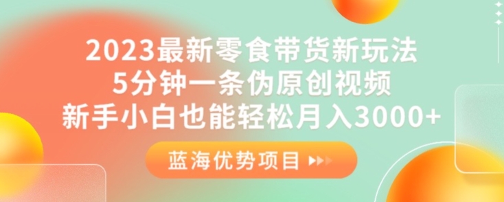 2023最新零食带货新玩法，5分钟一条伪原创视频，新手小白也能轻松月入3000+【揭秘】汇创网-网创项目_汇创网_中创网_福缘网_冒泡网_资源整合平台汇创网
