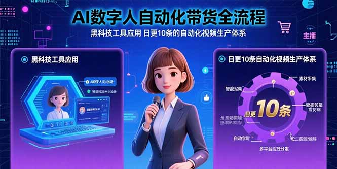 （15699期）AI数字人自动化带货全流程：黑科技工具应用 日更10条的自动化视频生产体系汇创网-网创项目_汇创网_中创网_福缘网_冒泡网_资源整合平台汇创网