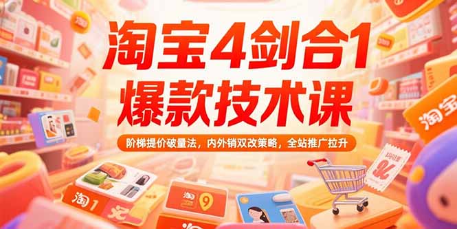 （15415期）淘宝4剑合1爆款技术课73期：阶梯提价破量法，内外销双改策略 全站推广拉升汇创网-网创项目_汇创网_中创网_福缘网_冒泡网_资源整合平台汇创网