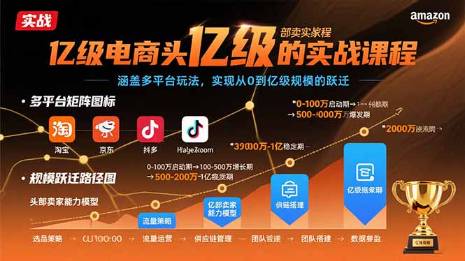 （15803期）亿级电商头部卖家的实战课程：涵盖多平台玩法，实现从0到亿级规模的跃迁汇创网-网创项目_汇创网_中创网_福缘网_冒泡网_网创项目平台汇创网