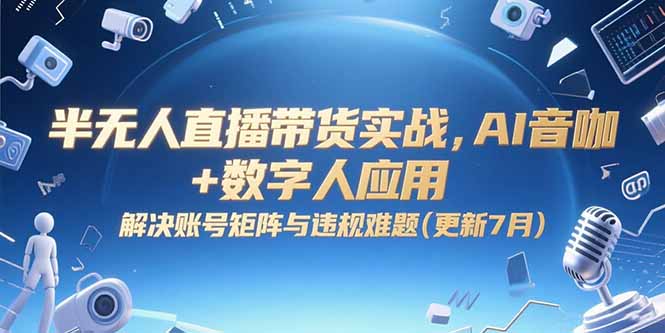 （15280期）半无人直播带货实战，AI音咖+数字人应用 解决账号矩阵与违规难题(更新7月)汇创网-网创项目_汇创网_中创网_福缘网_冒泡网_资源整合平台汇创网