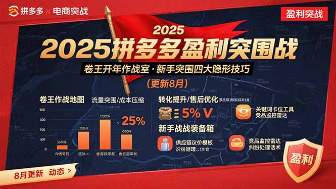 （15687期）2025拼多多盈利突围战：卷王开年作战室，新手突围四大隐形技巧(更新8月)汇创网-网创项目_汇创网_中创网_福缘网_冒泡网_资源整合平台汇创网