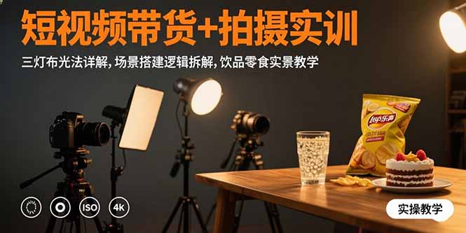 （15540期）短视频带货+拍摄实训：三灯布光法详解,场景搭建逻辑拆解,饮品零食实景教学汇创网-网创项目_汇创网_中创网_福缘网_冒泡网_网创项目平台汇创网