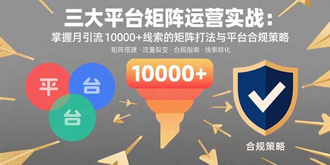 （15841期）三大平台矩阵运营实战：掌握月引流10000+线索的矩阵打法与平台合规策略汇创网-网创项目_汇创网_中创网_福缘网_冒泡网_网创项目平台汇创网