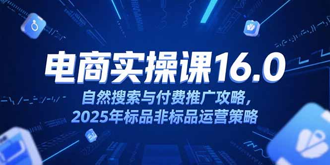 （15262期）淘宝电商运营课16.0，自然搜索与付费推广攻略，2025年标品非标品运营策略汇创网-网创项目_汇创网_中创网_福缘网_冒泡网_网创项目平台汇创网