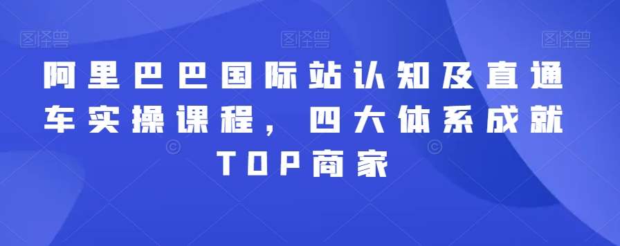 阿里巴巴国际站认知及直通车实操课程，四大体系成就TOP商家汇创网-网创项目_汇创网_中创网_福缘网_冒泡网_资源整合平台汇创网
