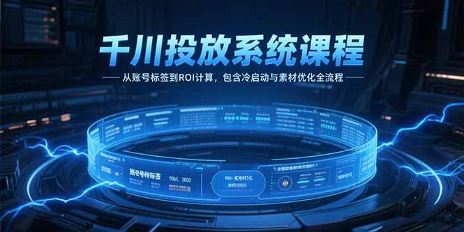 （15263期）千川投放系统课程，从账号标签到ROI计算，包含冷启动与素材优化全流程汇创网-网创项目_汇创网_中创网_福缘网_冒泡网_资源整合平台汇创网
