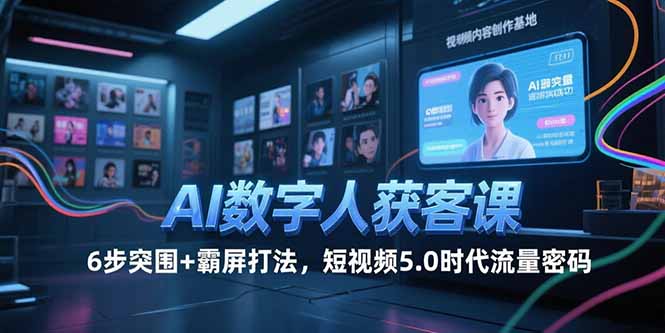 （15247期）AI数字人获客课，6步突围+霸屏打法，短视频5.0时代流量密码汇创网-网创项目_汇创网_中创网_福缘网_冒泡网_资源整合平台汇创网