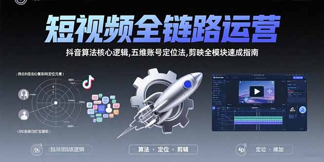 （15580期）短视频全链路运营：抖音算法核心逻辑,五维账号定位法,剪映全模块速成指南汇创网-网创项目_汇创网_中创网_福缘网_冒泡网_资源整合平台汇创网