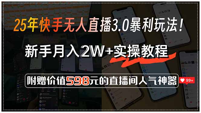 （15335期）25年快手无人直播3.0暴利玩法！，新手月入2W+实操教程，附赠价值598元…汇创网-网创项目_汇创网_中创网_福缘网_冒泡网_资源整合平台汇创网