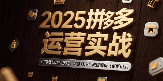 （15235期）2025拼多多运营实战：店铺定位选品技巧，爆款打造全流程解析（更新6月）汇创网-网创项目_汇创网_中创网_福缘网_冒泡网_资源整合平台汇创网