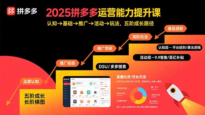 （15826期）2025拼多多运营能力提升课：认知→基础→推广→活动→玩法，五阶成长路径汇创网-网创项目_汇创网_中创网_福缘网_冒泡网_网创项目平台汇创网