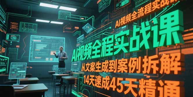 （15172期）AI视频全流程实战课，从文案生成到案例拆解，14天速成45天精通汇创网-网创项目_汇创网_中创网_福缘网_冒泡网_资源整合平台汇创网