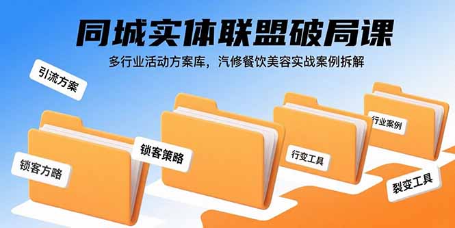 （15833期）同城实体联盟破局课，多行业活动方案库，汽修餐饮美容实战案例拆解汇创网-网创项目_汇创网_中创网_福缘网_冒泡网_网创项目平台汇创网
