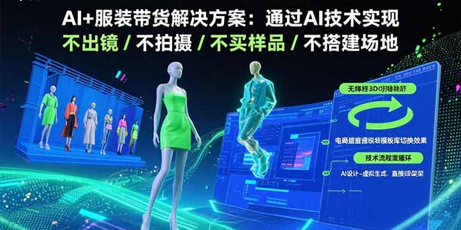 （15728期）AI+服装带货解决方案：通过AI技术实现 不出镜/不拍摄/不买样品/不搭建场地汇创网-网创项目_汇创网_中创网_福缘网_冒泡网_网创项目平台汇创网