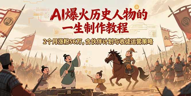（15336期）AI历史人物赛道课程，2个月涨粉56万，含伙伴计划与收徒运营策略汇创网-网创项目_汇创网_中创网_福缘网_冒泡网_资源整合平台汇创网