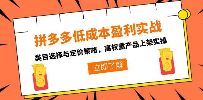（15143期）拼多多低成本盈利实战，类目选择与定价策略，高权重产品上架实操汇创网-网创项目_汇创网_中创网_福缘网_冒泡网_资源整合平台汇创网