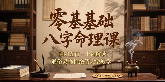 （15283期）零基础八字命理课，阴阳五行+十神解读，通俗易懂拒绝假大空教学汇创网-网创项目_汇创网_中创网_福缘网_冒泡网_资源整合平台汇创网