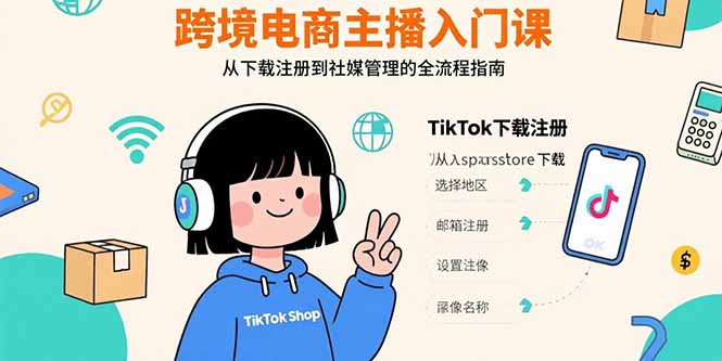 （15708期）跨境电商主播入门课，TikTok下载注册，支付工具配置，社媒账号管理全流程汇创网-网创项目_汇创网_中创网_福缘网_冒泡网_资源整合平台汇创网