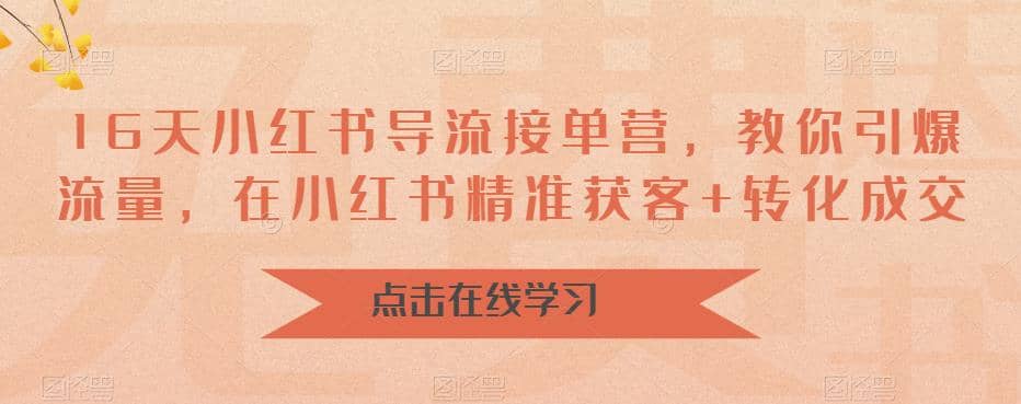 16天-小红书 导流接单营，教你引爆流量，在小红书精准获客+转化成交网创项目_汇创网_中创网_福缘网_冒泡网_资源整合平台汇创网