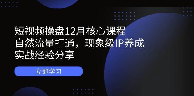 短视频操盘12月核心课程：自然流量打通，现象级IP养成，实战经验分享汇创网-网创项目_汇创网_中创网_福缘网_冒泡网_网创项目平台汇创网