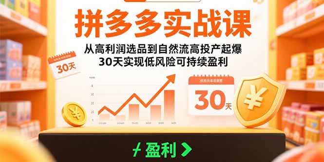 （15586期）拼多多实战课：从高利润选品到自然流高投产起爆 30天实现低风险可持续盈利汇创网-网创项目_汇创网_中创网_福缘网_冒泡网_网创项目平台汇创网