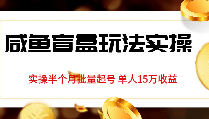 独家首发咸鱼盲盒玩法实操，半个月批量起号单人15万收益揭秘汇创网-网创项目_汇创网_中创网_福缘网_冒泡网_资源整合平台汇创网