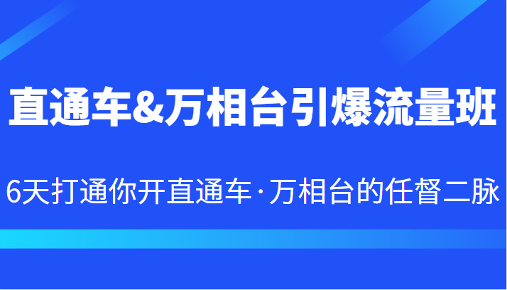 直通车&万相台引爆流量班 6天打通你开直通车·万相台的任督二脉汇创网-网创项目_汇创网_中创网_福缘网_冒泡网_资源整合平台汇创网